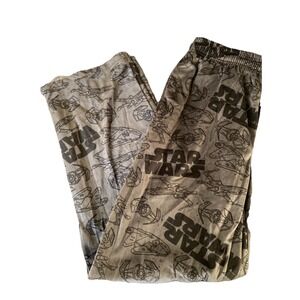 Star Wars Pajama Pants Mens Large Gray Fleece Lounge Sleepwear‎ Drawstring